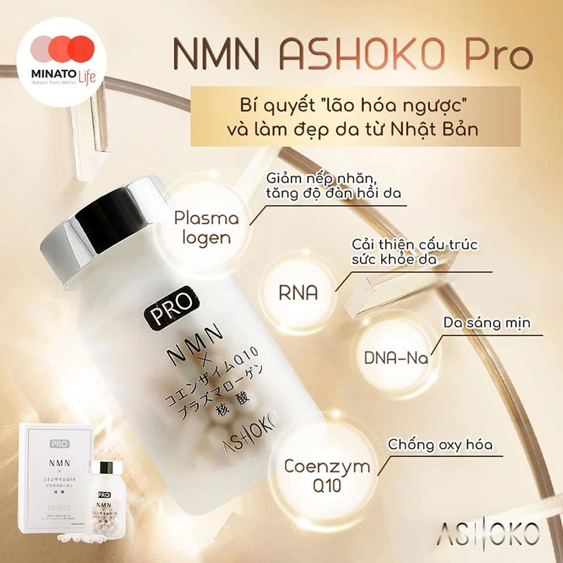 NMN ASHOKO PRO - Viên uống Chống lão hóa và Làm đẹp da