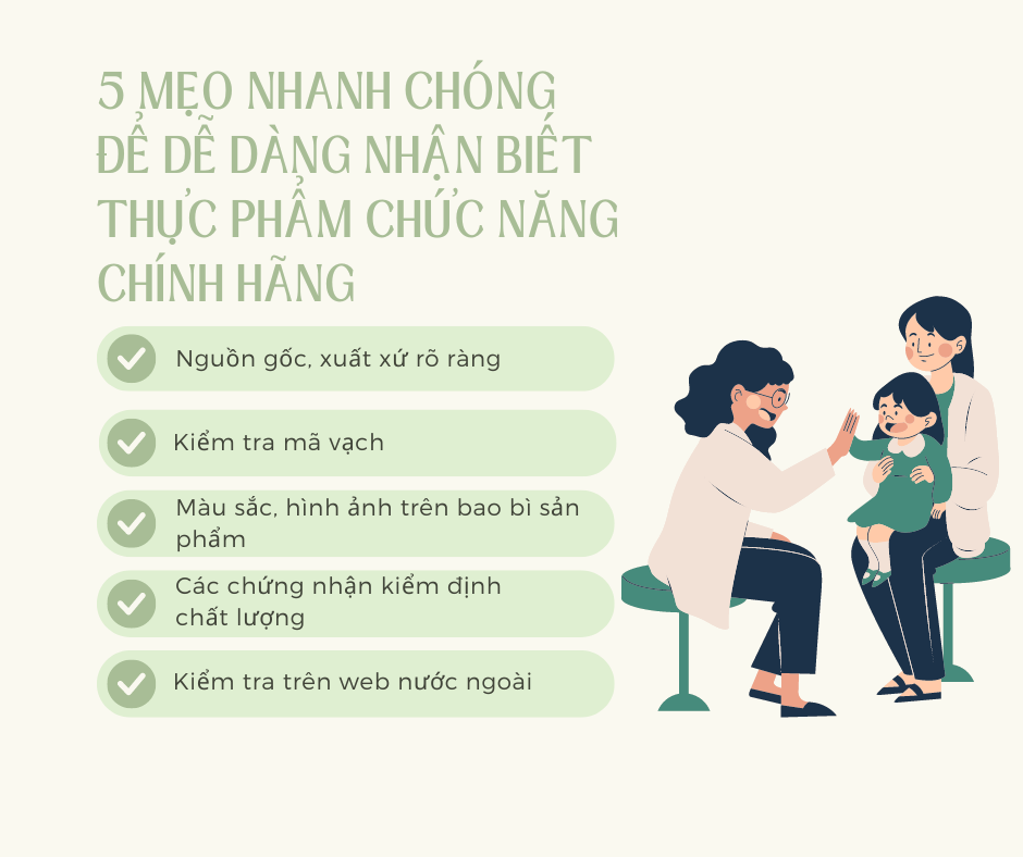 5 MẸO NHANH CHÓNG ĐỂ DỄ DÀNG NHẬN BIẾT THỰC PHẨM CHỨC NĂNG CHÍNH HÃNG